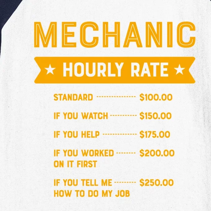 Mechanic Hourly Rate Labour Day Service Workers Day Gift Baseball Sleeve Shirt