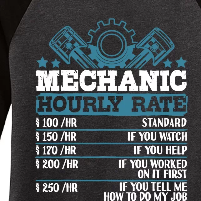 Mechanic Hourly Rate | Auto Mechanic Gifts Women's Tri-Blend 3/4-Sleeve Raglan Shirt