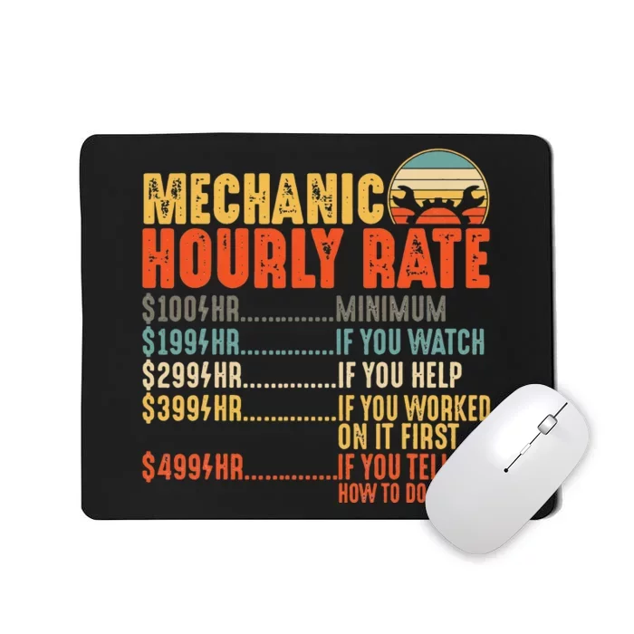 Mechanic Hourly Rate Gifts Funny Mechanics Labor Rates Mousepad