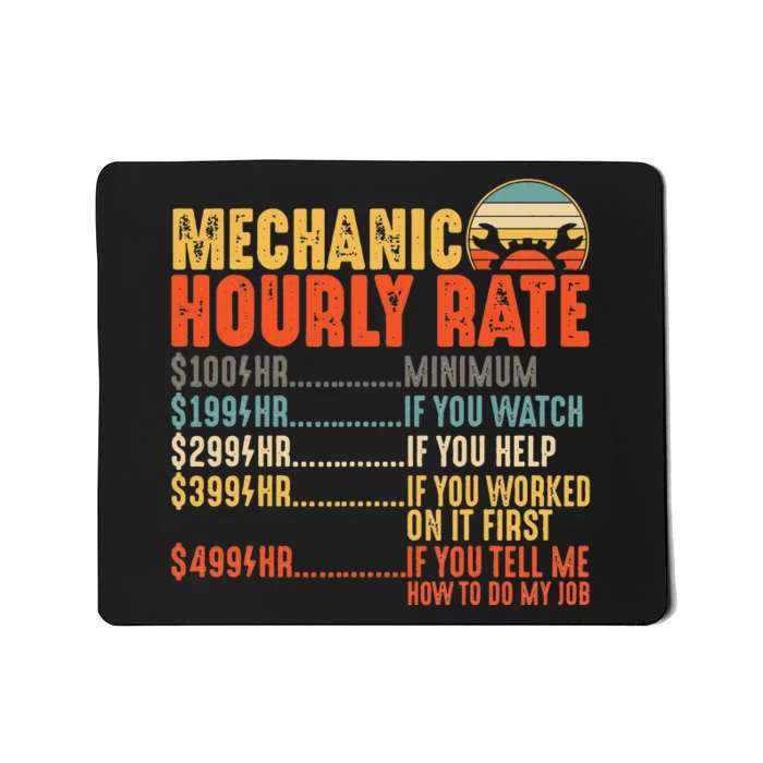 Mechanic Hourly Rate Gifts Funny Mechanics Labor Rates Mousepad