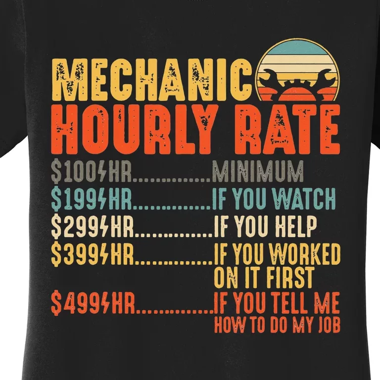 Mechanic Hourly Rate Gifts Funny Mechanics Labor Rates Women's T-Shirt