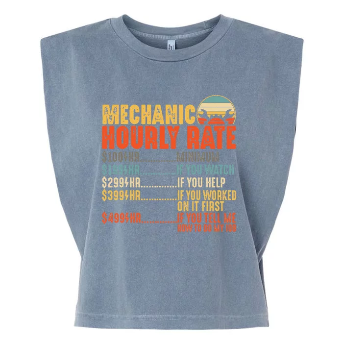 Mechanic Hourly Rate Gifts Funny Mechanics Labor Rates Garment-Dyed Women's Muscle Tee