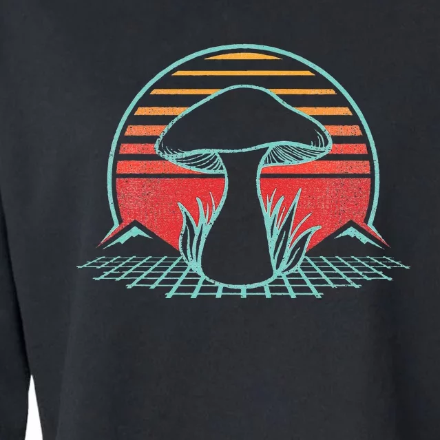 Mushroom Hunter Retro 80s Style Fungi Mycology Lover Gift Cropped Pullover Crew