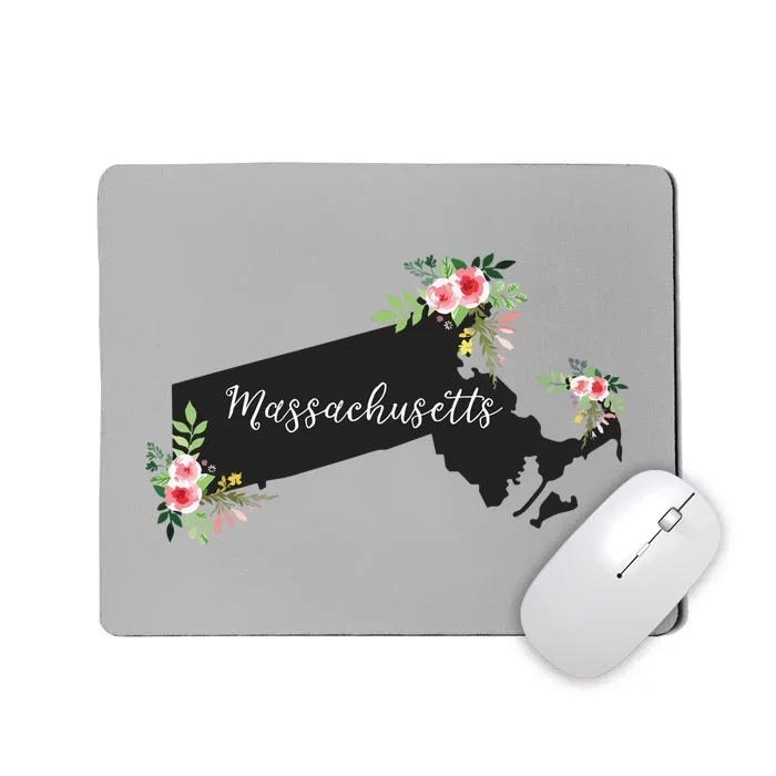 Massachusetts Home State Watercolor Flower Ma Mousepad