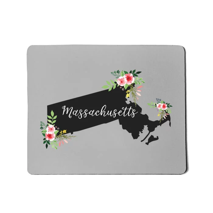 Massachusetts Home State Watercolor Flower Ma Mousepad