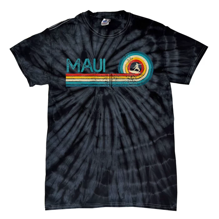 Maui Hawaii Surf Vintage Beach Surfer Surfing Gift Tie-Dye T-Shirt