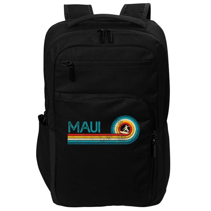 Maui Hawaii Surf Vintage Beach Surfer Surfing Gift Impact Tech Backpack