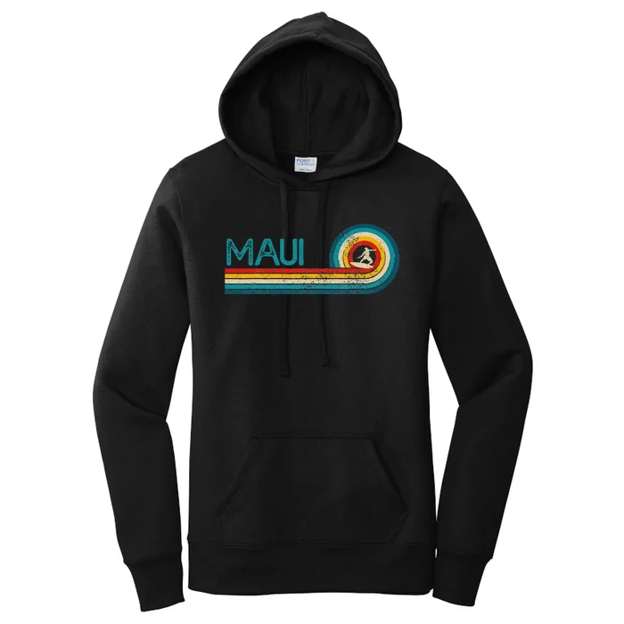 Maui Hawaii Surf Vintage Beach Surfer Surfing Gift Women's Pullover Hoodie