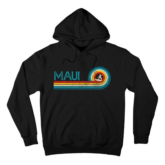 Maui Hawaii Surf Vintage Beach Surfer Surfing Gift Tall Hoodie