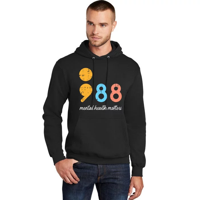 Mental Health Semicolon 98 Depression Awareness Tall Hoodie