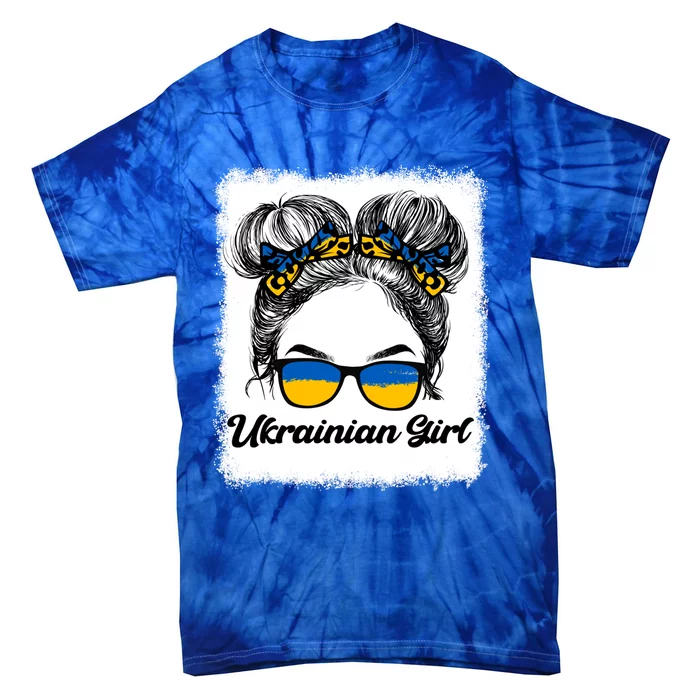 Messy Hair Sunglasses Ukrainian Ukraine Pride Patriotic Gift Tie-Dye T-Shirt