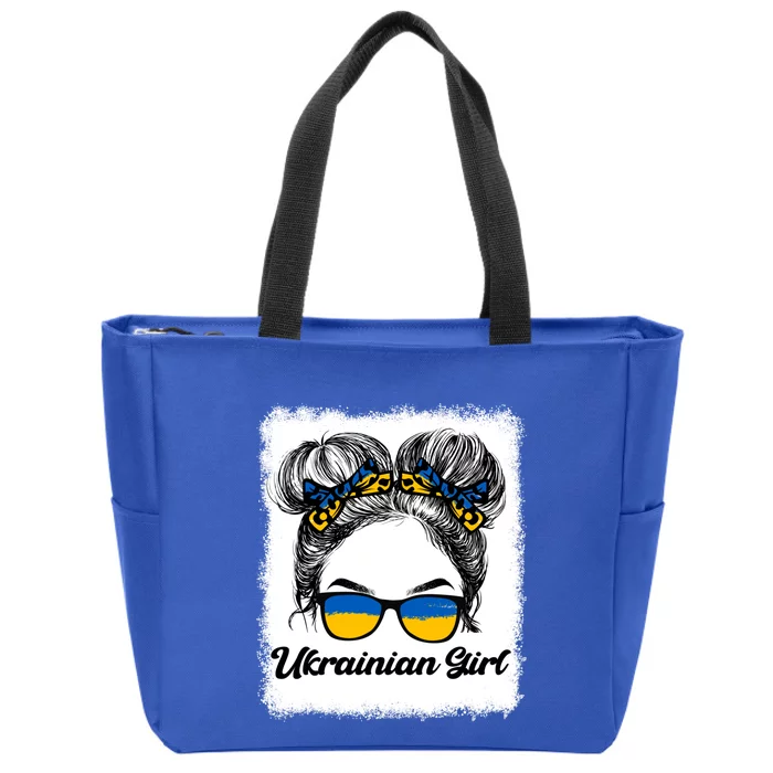 Messy Hair Sunglasses Ukrainian Ukraine Pride Patriotic Gift Zip Tote Bag