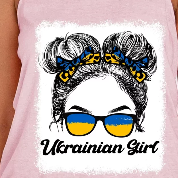 Messy Hair Sunglasses Ukrainian Ukraine Pride Patriotic Gift Women's Knotted Racerback Tank