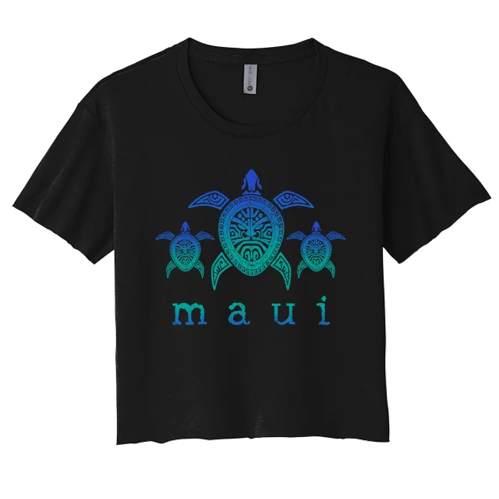 Maui Hawaii Sea Turtles Hawaiian Scuba Diving Souvenir Women's Crop Top Tee