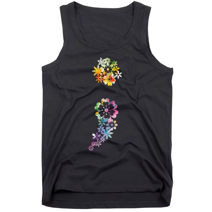 Mental Health Semicolon Flower Mental Health Awareness Tank Top