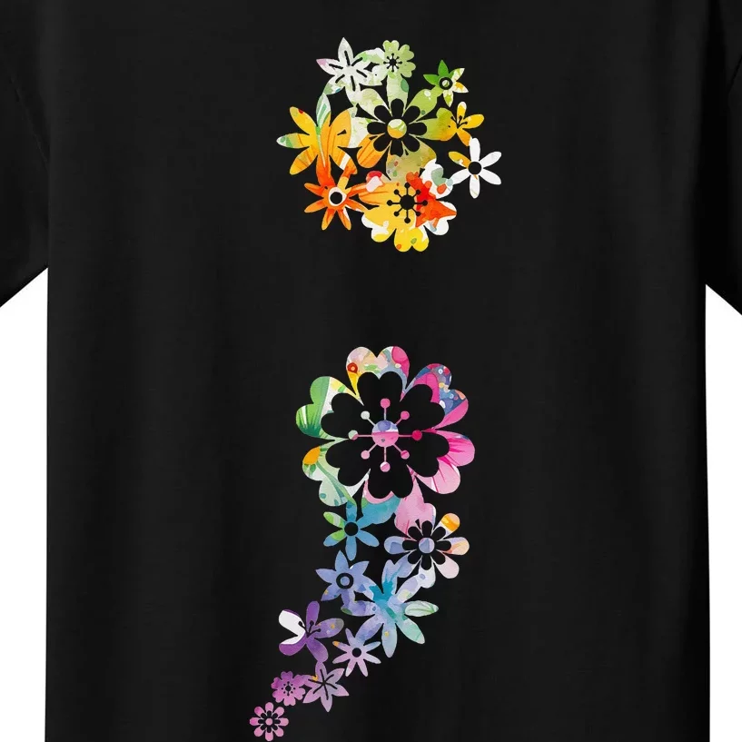 Mental Health Semicolon Flower Mental Health Awareness Kids T-Shirt