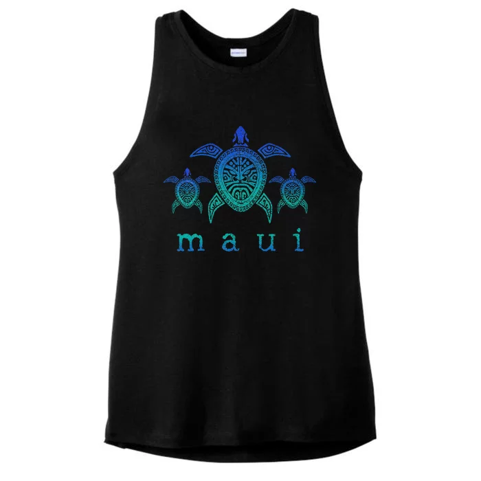 Maui Hawaii Sea Turtles Hawaiian Scuba Diving Ladies Tri-Blend Wicking Tank