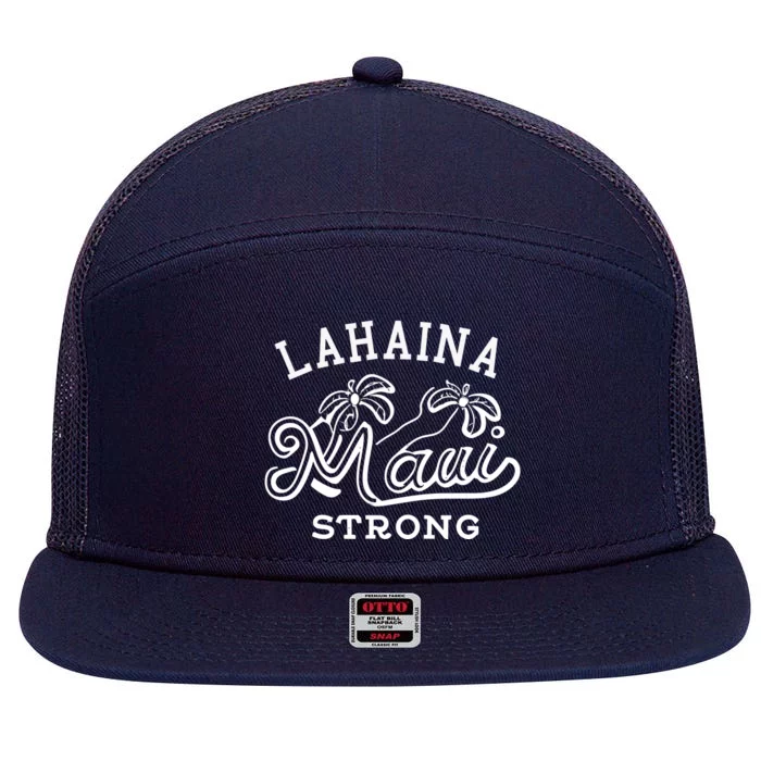 Maui Hawaii Shoreline Supportive Golden Maui Strong Lahaina Banyan Tree 7 Panel Mesh Trucker Snapback Hat