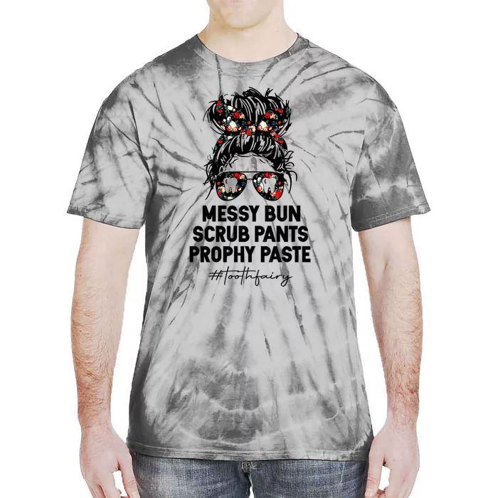 Messy Hair Scrub Pants Prophy Paste Tooth Fairy Gift Tie-Dye T-Shirt