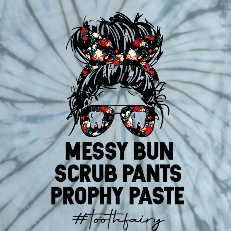 Messy Hair Scrub Pants Prophy Paste Tooth Fairy Gift Tie-Dye T-Shirt