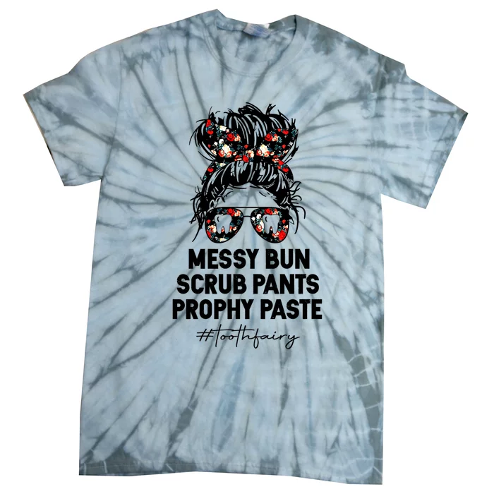 Messy Hair Scrub Pants Prophy Paste Tooth Fairy Gift Tie-Dye T-Shirt