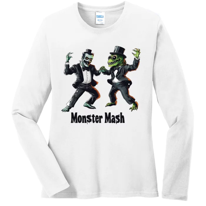 Monster Halloween Spooky Horror Season Matching Team Ladies Long Sleeve Shirt