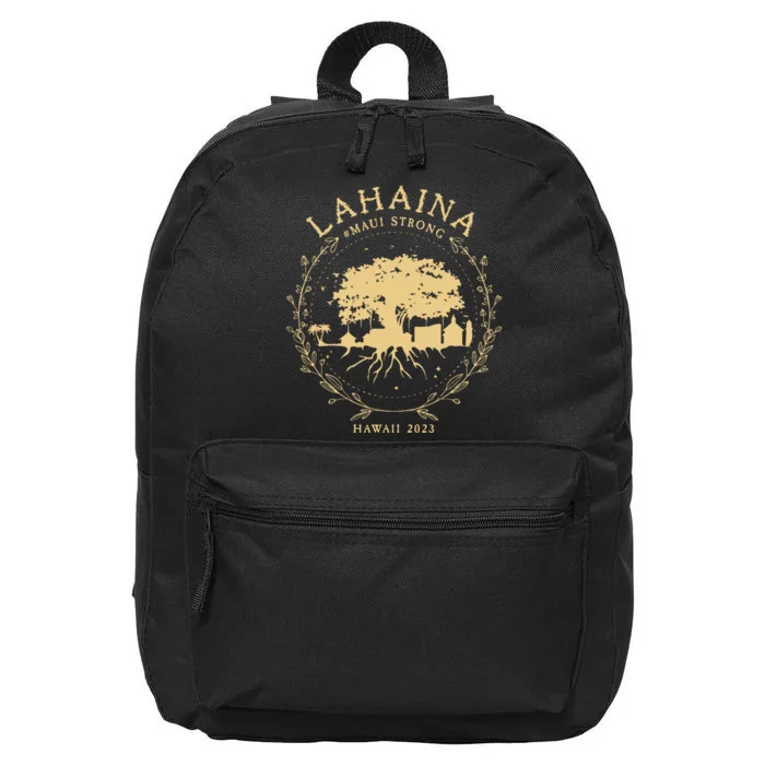 Maui Hawaii Shoreline Supportive Golden Maui Strong Lahaina Banyan Tree 16 in Basic Backpack