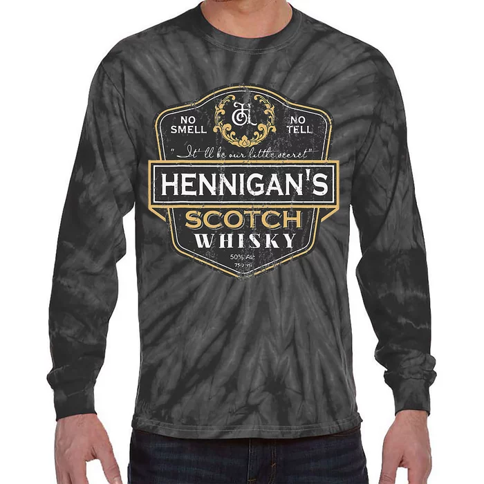 Men Hennigans Scotch Vintage Whiskey Style Distressed Tie-Dye Long Sleeve Shirt