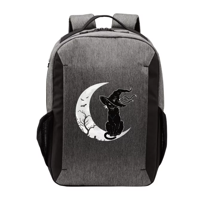 Moon Halloween Scary Black Cat Costume Witch Hat Vector Backpack