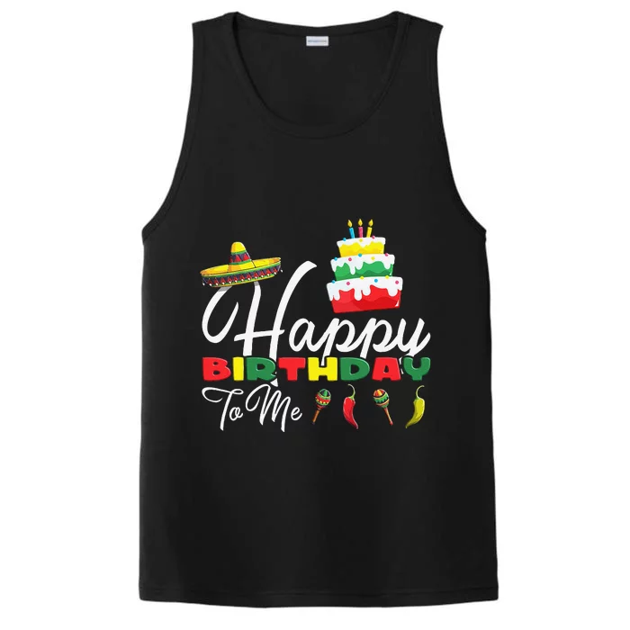 Mexican Holliday Sombrero Cute Cake Happy Birthday To Me Performance Tank