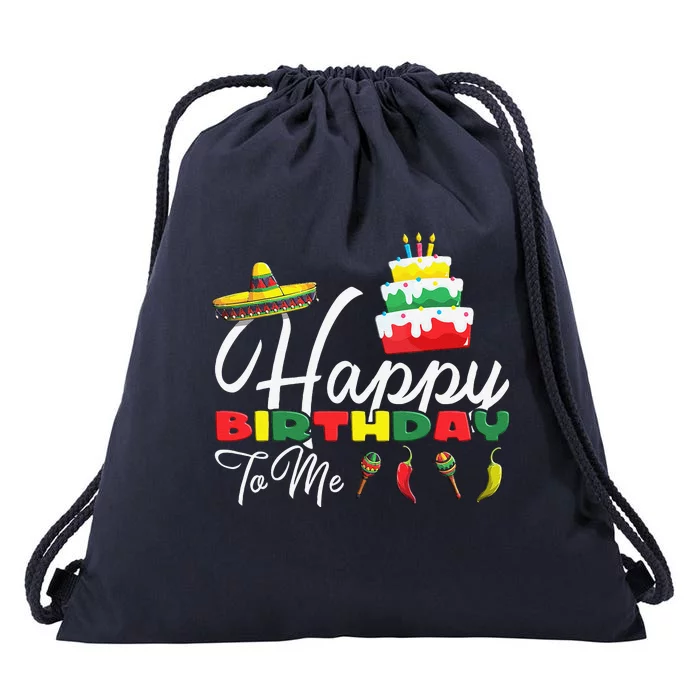 Mexican Holliday Sombrero Cute Cake Happy Birthday To Me Drawstring Bag