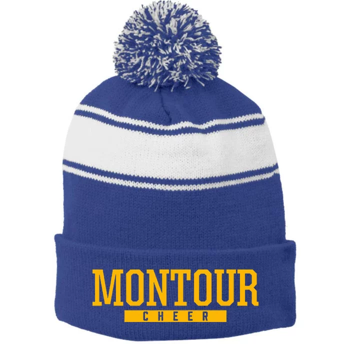 Montour High School Cheer Stripe Pom Pom Beanie