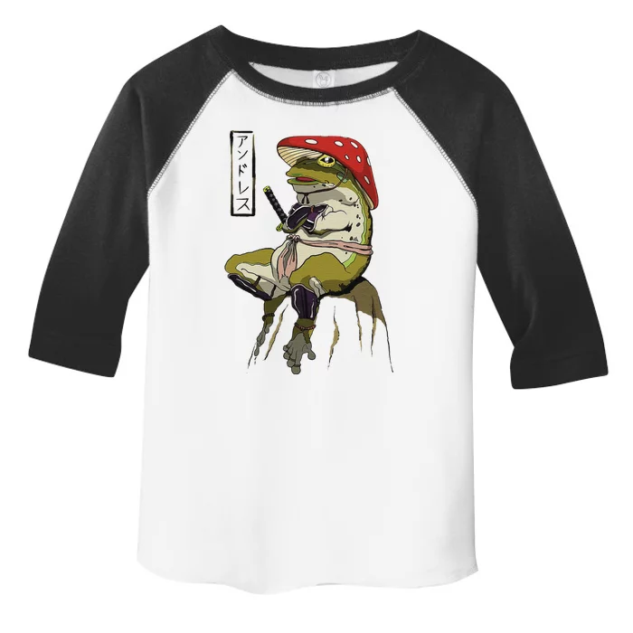 Mushroom Hat Samurai Frog Vintage Japanese Warrior Toddler Fine Jersey T-Shirt