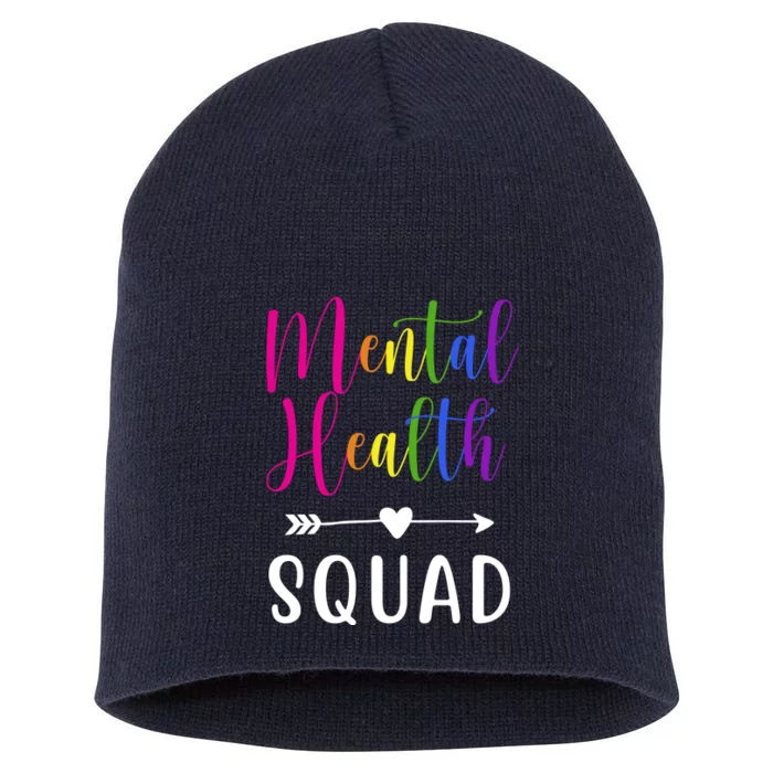 Mental Health Squad Awareness Colorful Short Acrylic Beanie