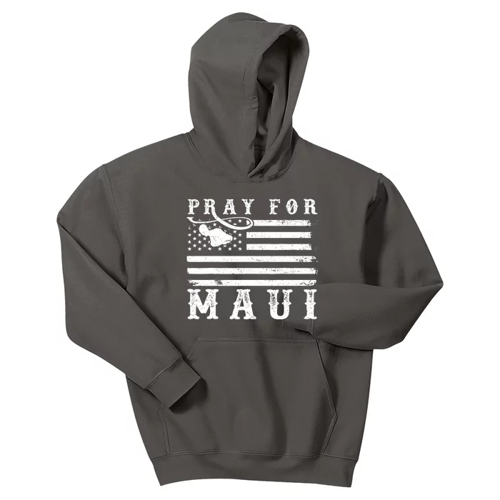 Maui Hawaii Strong American Flag Pray For Maui Gift Kids Hoodie