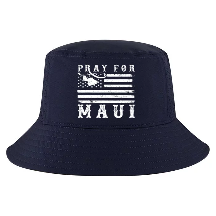 Maui Hawaii Strong American Flag Pray For Maui Gift Cool Comfort Performance Bucket Hat