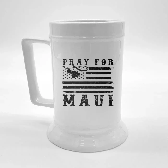 Maui Hawaii Strong American Flag Pray For Maui Gift Front & Back Beer Stein