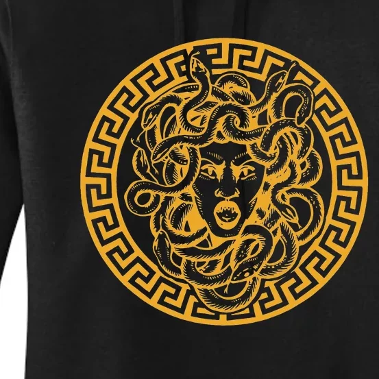 Medusa Head Statue Old Greek Coin Myhtology Women's Pullover Hoodie