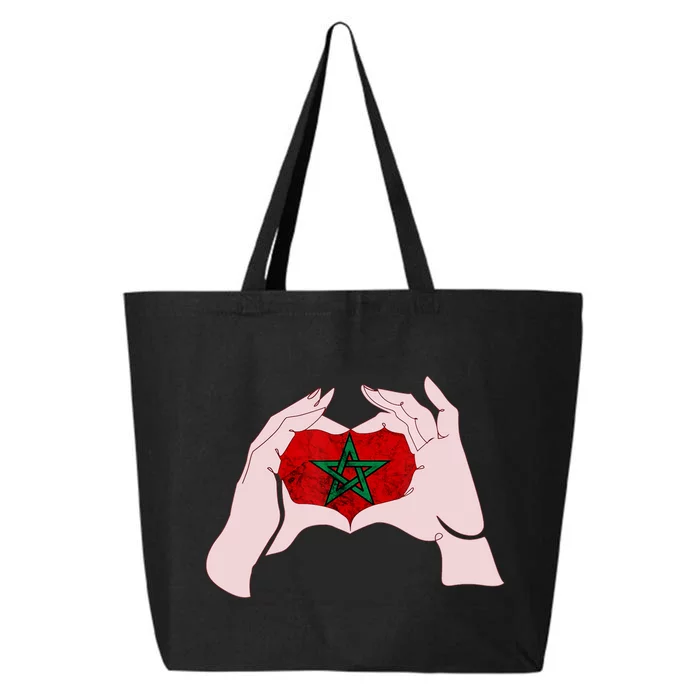 Morocco Heart Send Love Moroccan Flag Hand Moroccan Pride 25L Jumbo Tote