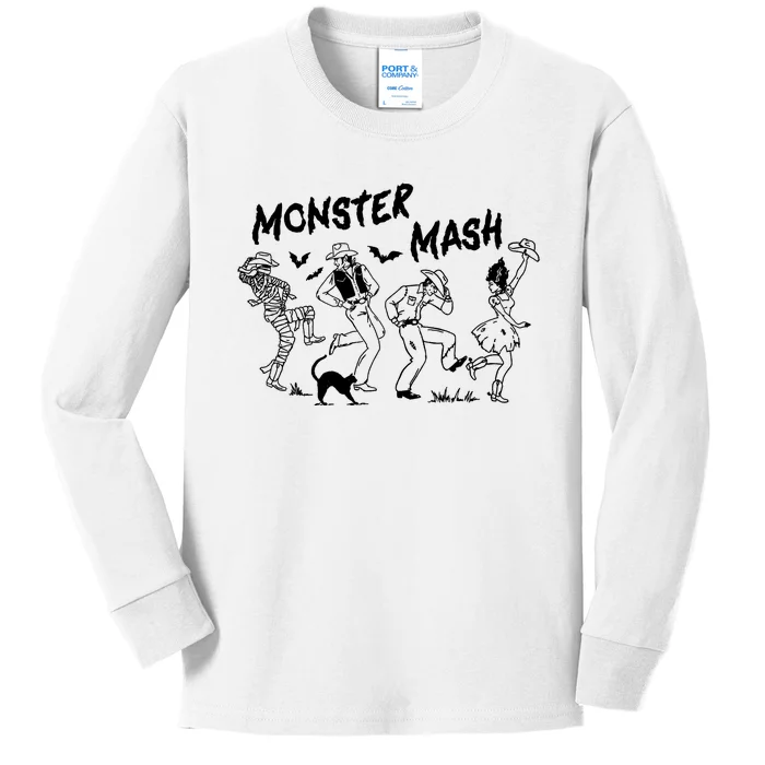 Monster Halloween Spooky Cowgirl Cowboy Kids Long Sleeve Shirt