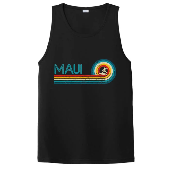 Maui Hawaii Surf Vintage Beach Surfer Surfing Gift Performance Tank