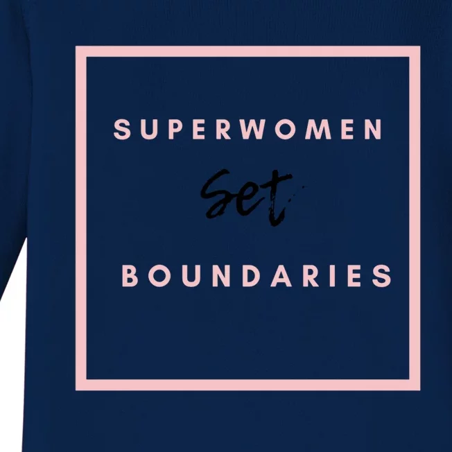 Mental Health Super Set Boundaries Inspirational Gift Baby Long Sleeve Bodysuit