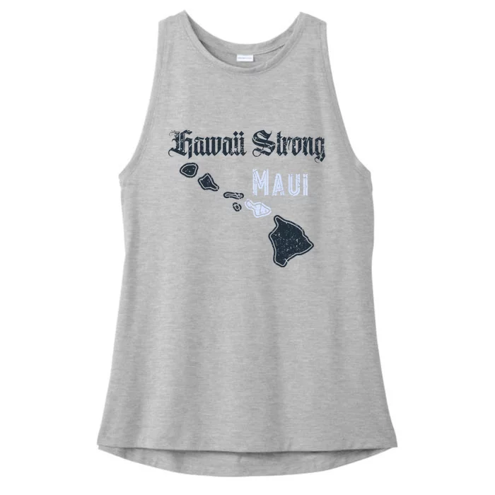 Maui Hawaii Strong Distressed Look Hawaii Ladies Tri-Blend Wicking Tank