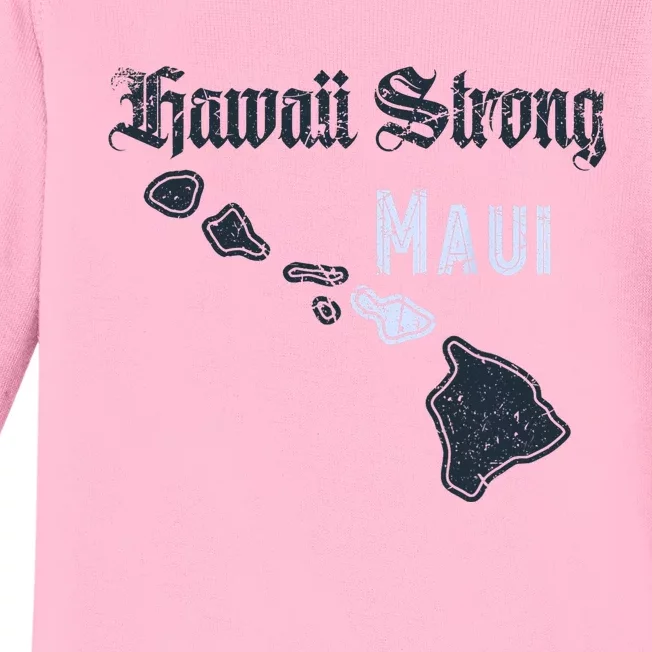 Maui Hawaii Strong Distressed Look Hawaii Baby Long Sleeve Bodysuit