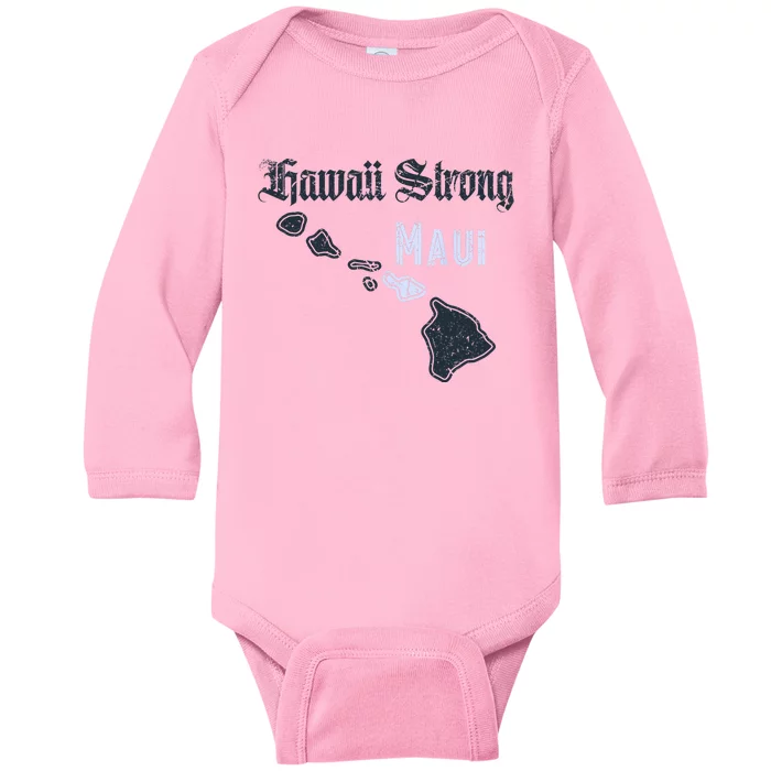 Maui Hawaii Strong Distressed Look Hawaii Baby Long Sleeve Bodysuit