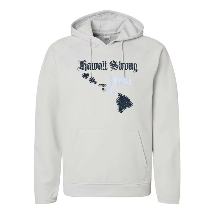 Maui Hawaii Strong Distressed Look Hawaii Performance Fleece Hoodie