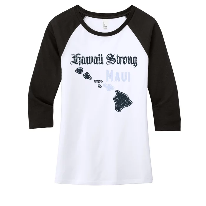 Maui Hawaii Strong Distressed Look Hawaii Women's Tri-Blend 3/4-Sleeve Raglan Shirt