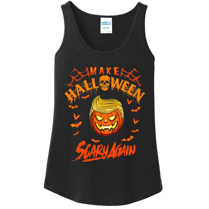 Make Halloween Scary Again Funny Trump Ladies Essential Tank