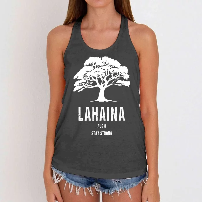 Maui Hawaii Strong Maui Wildfire Lahaina Survivor Women's Knotted Racerback Tank