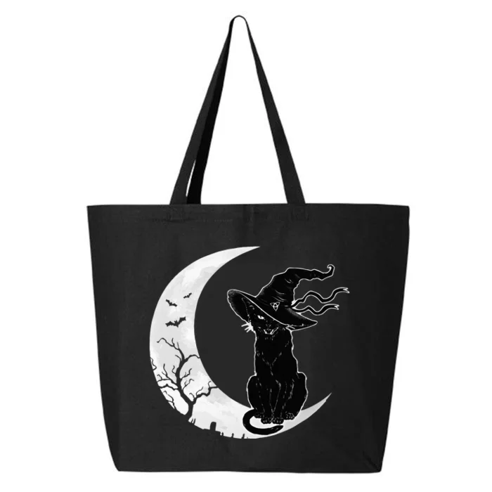 Moon Halloween Scary Black Cat Costume Witch Hat 25L Jumbo Tote